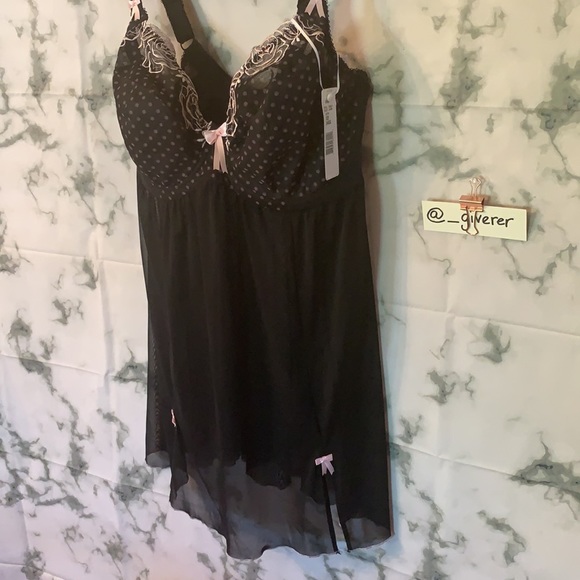 Elomi 34GG Betty Babydoll Chemise Black & Pink - Picture 8 of 16